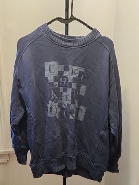 Aerie Navy Graphic Crewneck Sweatshirt